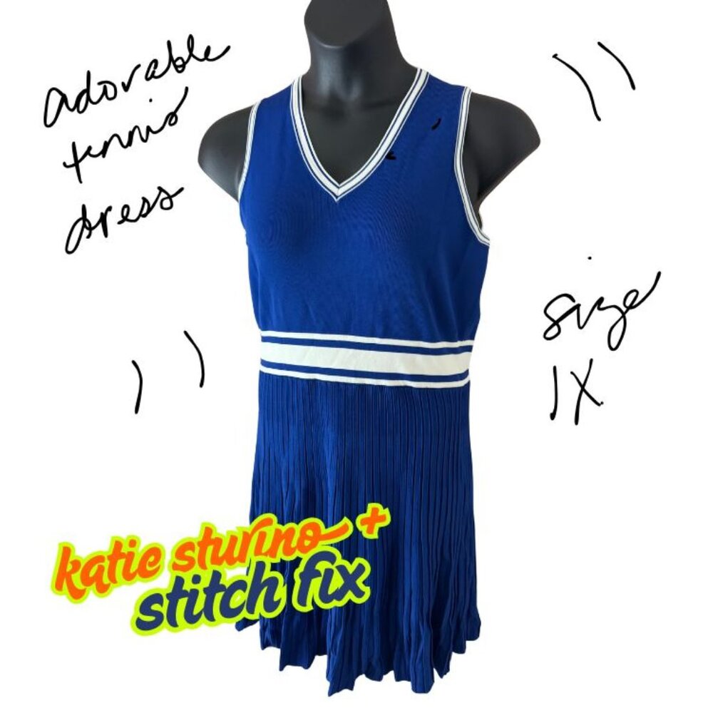 Adorable Blue and White Tennis Dress, Size 1X, Katie Turino + Stitch Fix